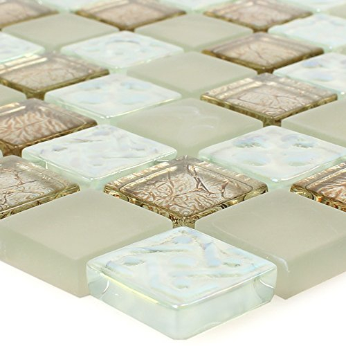Glasmosaik Fliesen Nikolski Beige Gold Wand Boden Bad Dusche Patio Terrasse WC