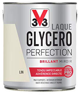V33 Peinture multi-supports monocouche Laque Glycéro brillant, Lin 2L