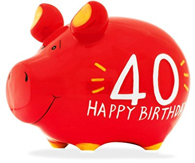 KCG Keramik Sparschwein ca. 12.5cm x 9cm 40igester Geburtstag 40 Jahreszahl
