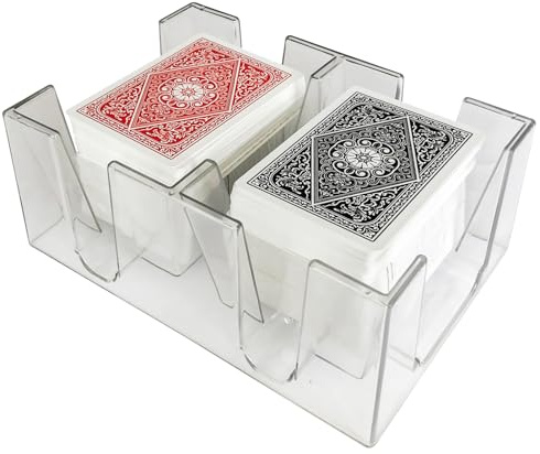 Yuanhe Poker-Spielkarten-Ablage fr 6 Decks, transparent, robust, nicht drehbar, 18 x 5 x 7 cm, fr breite oder schmale Karten, ohne Spielkarten