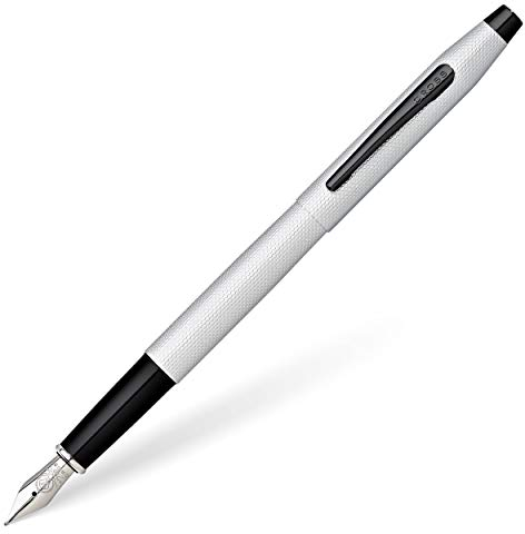 Cross Classic Century Füllfederhalter (Gefrästes Diamantmuster, F-Feder) gebürstetes chrom