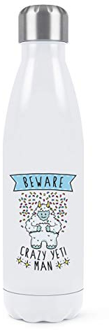 Beware Verrückte Yeti Mann Doppelwand Wasserflasche Isoliert Edelstahl Sports Getränke 500ml Weiß