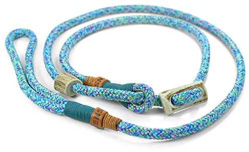 Retriever-Leine/Moxonleine Elegant-Style | handgefertigte Hundeleine aus Tau mit Halsbandfunktion & Horn-Stopper | 8mm – besonders leicht & handlich | Training, Alltag & Spaziergang