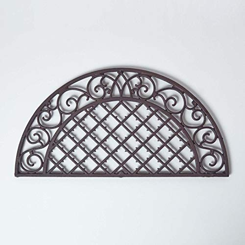 HOMESCAPES Cast Iron Parisian Semi Circular Doormat Distressed Rustic Style