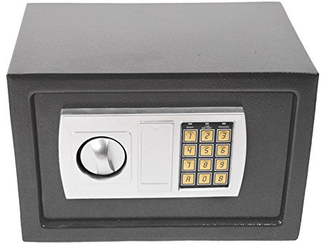 Home Digital Safety Box Steel with Keys and Pin Number Code Locking for Extra Security Wall Mounted Storage Box for Money Cash 8.5 Litre Capacity (Grey)