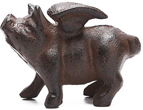 BRASSTAR PTWQ008 Skulptur fliegendes Schwein, aus Gusseisen, Briefbeschwerer für Garten und Büro