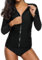 Charmo Long Sleeve Rash Vest for Women Zipper Rashguard UV Protenction UPF 50+ Tops Black