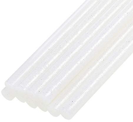 sourcing map Mini Hot Glue Sticks for Glue Gun 0.27-inch x 4-inch White Glitter 10pcs