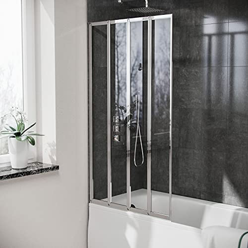 Parga 800 x 1400 mm 4 Fold Door Bath Shower Screen Chrome Frame