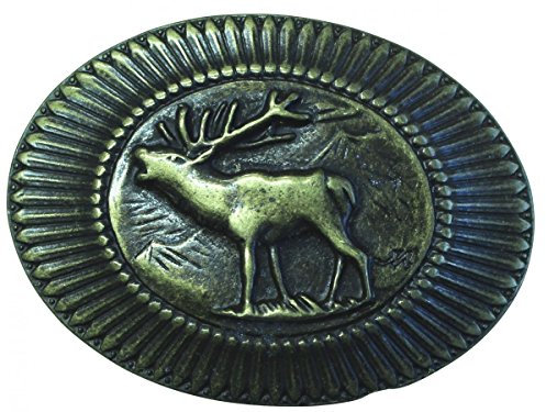 BELTINGER Gürtelschnalle Hirsch 4,0 cm | Buckle Wechselschließe Gürtelschließe 40mm Massiv | für Jagd-Outfit | Wechselgürtel bis 4cm | Gold