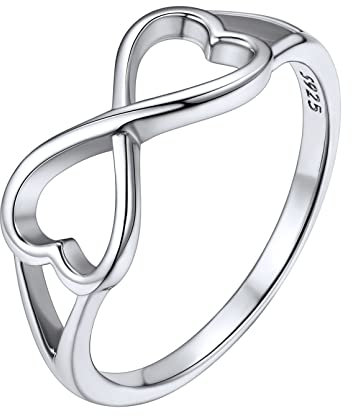 ChicSilver Bague de Fiançaille Infini Coeur Femme Argent 925 Taille 64 Anneau Cadeau Maman Anniversaire