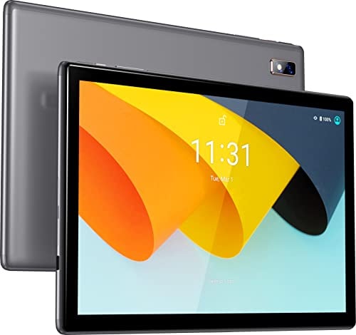 BYYBUO Android 14 Tablet,10.1 inch Tablet with Case, 64GB ROM Quad-Core Processor 5000mAh Battery, 1280x800 IPS FHD Touchscreen 5MP+8MP Camera, Bluetooth, WiFi, SmartPad Gray