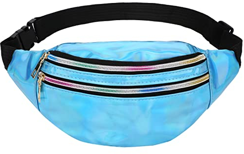 Leeboom Bauchtasche Damen Stylisch Wasserabweisend Bauchtasche Mädchen Gürteltasche Damen 80er, 90er Jahre Outfit mit 3 Reißverschluss Fächer für Party Festival Sport Travel