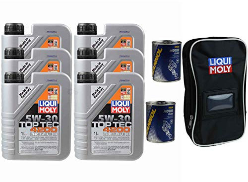 QR-PARTS 69811348 6L Motoröl Top Tec 4200 5W-30 2x MANNOL Motor Flush ADDITIV Tasche