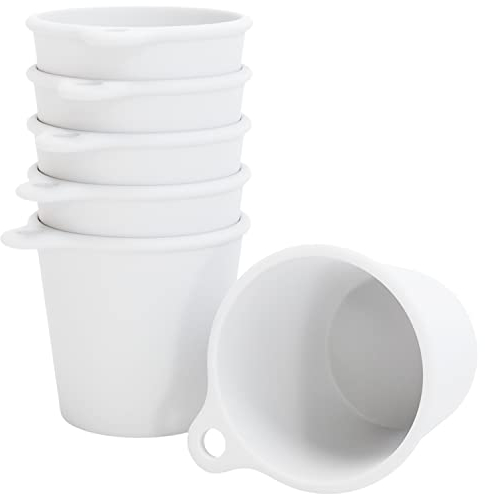 SoPro 6x Schnapsbecher Plastik 4 cl wiederverwendbar - Shotgläser 40 Milliliter weiß - Mehrweg Schnapsglas zum Umhängen - Shot Becher 4cl - Schnapsgläser für Junggesellenabschied Frauen, JGA