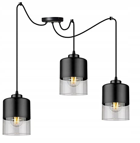 Light-Home Rome Spider Hängelampe - Hängeleuchte in Spinnenform - Deckenlampe für Wohnzimmer Schlafzimmer und Esszimmer – Spinne Lampe mit 3 Kopf - Pendelleuchte aus Metall und Glas - E27