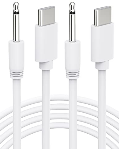 Bicmice Cable de carga USB tipo C CC de 2,5 mm, cable de carga CC de 2.6 pies, paquete de 2 (blanco)