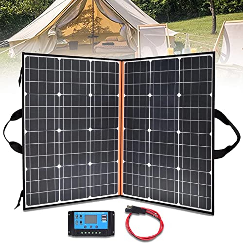 BEZAX Tragbares faltbares Solarpanel Kit 200W 18V monokristallines Solarpanel,mit 40A Controller USB Ausgang für Camping, Wohnmobil, Yacht