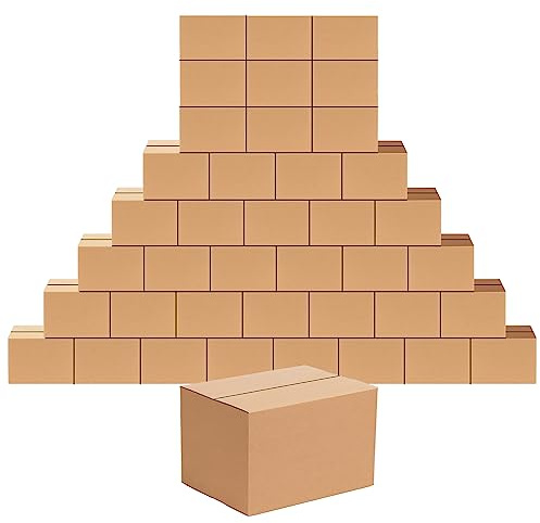 Edenseelake 40 Pack 8x6x6 inches Shipping Boxes Corrugated Cardboard Boxes for Packing, Moving, Mailing, Brown