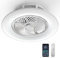 PrimeMall 22 Modern Bladeless Ceiling Fan with Light, 3 Speeds, 3 Color Temperatures, Remote & App Control, White
