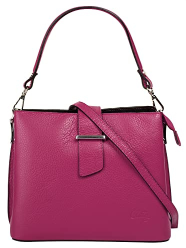 Cluty Damen Handtasche Echt Leder Made in Italy, Tragetasche, Umhängetasche, Abendtasche aus Leder