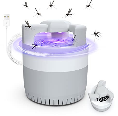 bubbacare Lampe Anti Moustique, Attrape-Mouche Mosquito Repellent, USB Lampe Anti-moustiques, 180°Lumière Tueuse de Moustiques pour La Chambre à Coucher, La Cuisine, Le Bureau, La Maison Gray