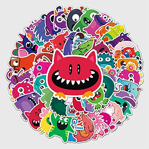 Bric Dodo 50 Stück Kleine Monster Aufkleber Auto Laptop Telefon Gitarre Skateboard Motorrad Fahrrad Cartoon Stickers Set Vinyl Wasserdicht Aesthetic Aufkleber für Jugendliche Kinder Erwachsene