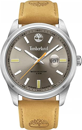 Timberland Orford Herren Armbanduhr mit einem Band aus Edelstahl und Leder, Farbe: Beige, Durchmesser der Uhr: 45mm, TDWGB0010803