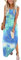 AUSELILY Strandkleider Sommerkleider Maxi Shirtkleid Damen Tank Stil Leichte Maxikleider Lange Damen Gefärbt Blau Grün Weiß L