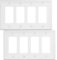 OKAWYC Quadruple Decorator Light Switch Cover Luca Metal Wall Plate, 2-Pack White 4 Gang Quadruple Rocker, for Receptacle Dimmer Switch GFCI Outlet, Switch Cover Decorative Wallplate, Durable