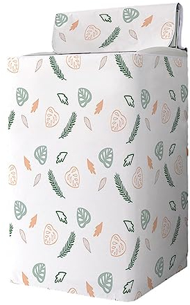 Odot Funda Lavadora de Carga Superior Funda, Lavadora Impermeable Proteccion Solar Exterior Impermeable con Cremallera para Lavadora y Secadora de Carga Superior (XL-56x92x58cm,Hoja de Monstera)
