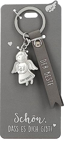 Depesche 11770-003 - Schutzengel Schlüsselanhänger aus Metall, Glücksbringer mit liebevoller Botschaft und Kunstlederband