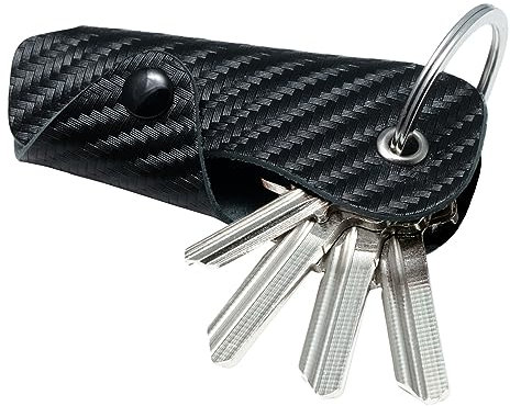 MAGATI Schlüsseletui Occhio Nero | Key Organizer aus Leder für 1-6 Schlüssel, Geschenk für Damen & Herren, Carbon
