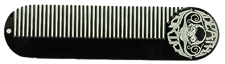 Haarkamm Death Grip 12,7 x 3,2 cm Schlüsselanhänger Kamm | feine Zahnung, schwarz, pulverbeschichteter Edelstahl für Haarstyling, Bart- und Schnurrbartpflege für Männer