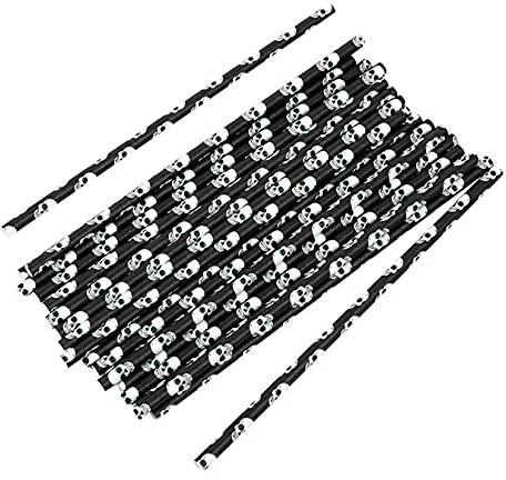 AidiOn 300 Pajitas Desechables De Paja para Jugos, Batidos, Cócteles, Café, Duraderas, Surtidas, Biodegradables, De Papel, para Halloween, Navidad, Cumpleaños, Fiesta Familiar,B