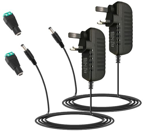 2 Pack HZHFCB 12V 3A 36W Power Supply Adapter 100~240V AC To 12 Volt DC 3 Amp Converter 12 vdc 3000mA Connector 5.5mm x 2.5mm For LED Strip Light CCTV Security Camera Router (12V3A) …