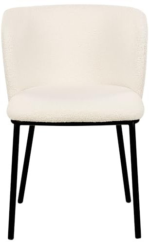 Beliani Esszimmerstühle Bouclé 2er Set Creme weiß Schwarze Beine gepolstert Mina