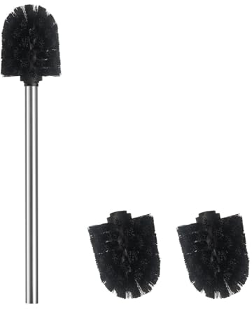WAVEWO Brosse WC, brosses WC avec 2 têtes de Brosse, 7 cm de diamètre en Acier Inoxydable 304 pour Le Nettoyage de la Salle de Bain (PP Argenté)