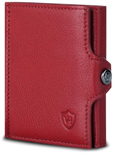 VON HEESEN Slim Wallet mit Münzfach & RFID-Schutz - Mini Geldbörse Herren & Damen - Kartenetui Kreditkartenetui - Portmonee Geldbeutel Portemonnaie klein Rot