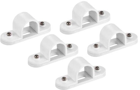 sourcing map PVC Conduit Saddle Pipe Clip 20mm Securing for Conduit Hose with Base Pack of 5
