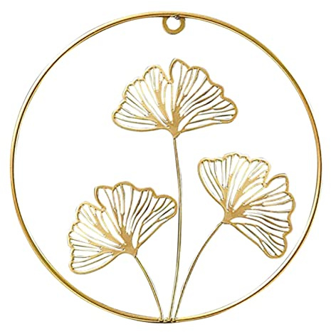 Ginkgo Hängedekoration aus Eisen, 1 Stück Goldene Wanddeko | Dekoratives Ginkgo Ornament, Bastelarbeiten mit Ginkgoblättern, Hängende Deko Wohnzimmer