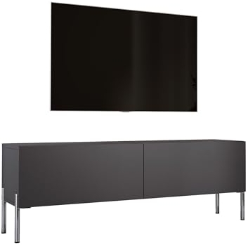 3E 3xE living.com TV- Schrank in Anthrazit mit Beinen in Chrom, A: B: 140 cm, H: 52 cm, T: 32 cm