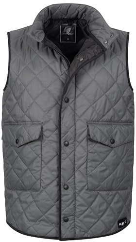 Rock Creek Herren Weste Steppweste Übergangsweste Leicht Herrenweste Frauen Westen Stepp Westen mit Kapuze Daunenweste Thermoweste H-352 Dunkelgrau S