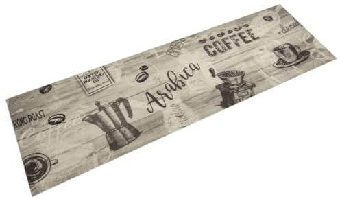 vidaXL Küchenteppich, Küchenläufer rutschfest Waschbar, Teppichläufer für Innen Außen, Teppich Läufer Küchenmatte, Kaffee Grau 45x150cm Samt