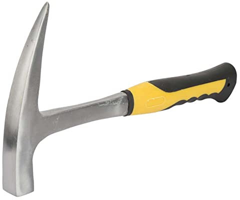 28.4oz Brick Hammer, 11.8in Rock Pick Hammer Forged Masonry Hammer Geological Hammer with Pointed Tip Double Head Duckbill Hammer with Shock Reduction Grip for Mining Prospecting Geologists (S)