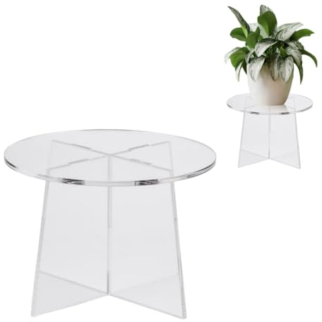 Slakerbe Desktop Rund Pflanzenständer, Transparent Acryl-Blumenpräsentationsregal Topflappen für Innen- und Außenbereich Blumenständer Pflanzenhocker Präsentationsregal Pflanzgefäßständer