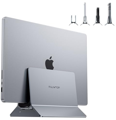 PULWTOP Supporto Verticale per Laptop, Supporto pc portatile Compatible con MacBook Air & Pro, Mac Mini, iPad, and other any laptops, Desk Stand Supporto macbook in alluminio