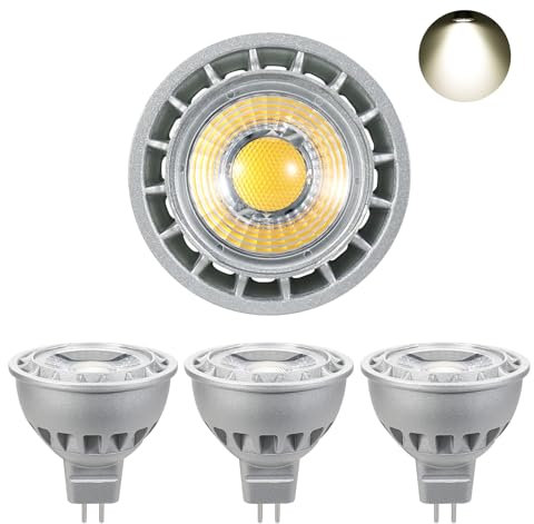 MR16 LED Lampen,AC/DC 12V,500LM Naturweiß 4000K Strahler,5W LED Leuchtmittel Ersatz für 50W Halogenlampen,MR16 LED Birnen Kein Flackern Nicht Dimmbar 45° Abstrahlwinkel LED Spot MR16(4er Pack)