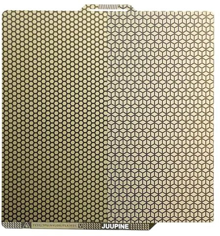 JUUPINE Honeycomb PEI amélioré pour filament de bambou A1/P1P/P1S/X1/X1C/X1E, plaque de carbone plate 257 x 257 mm avec technologie d'étanchéité, un côté est en nid d'abeille et l'autre côté est carré