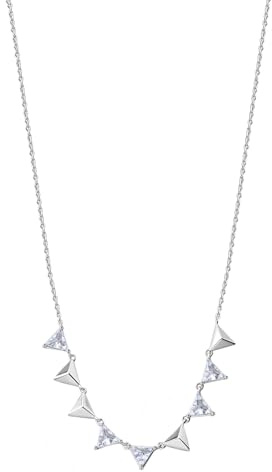 Rosato Vittoria RZVT01 Sterling Silver Necklace with Lobster Clasp and 5 Cubic Zirconia, Size: 44 cm